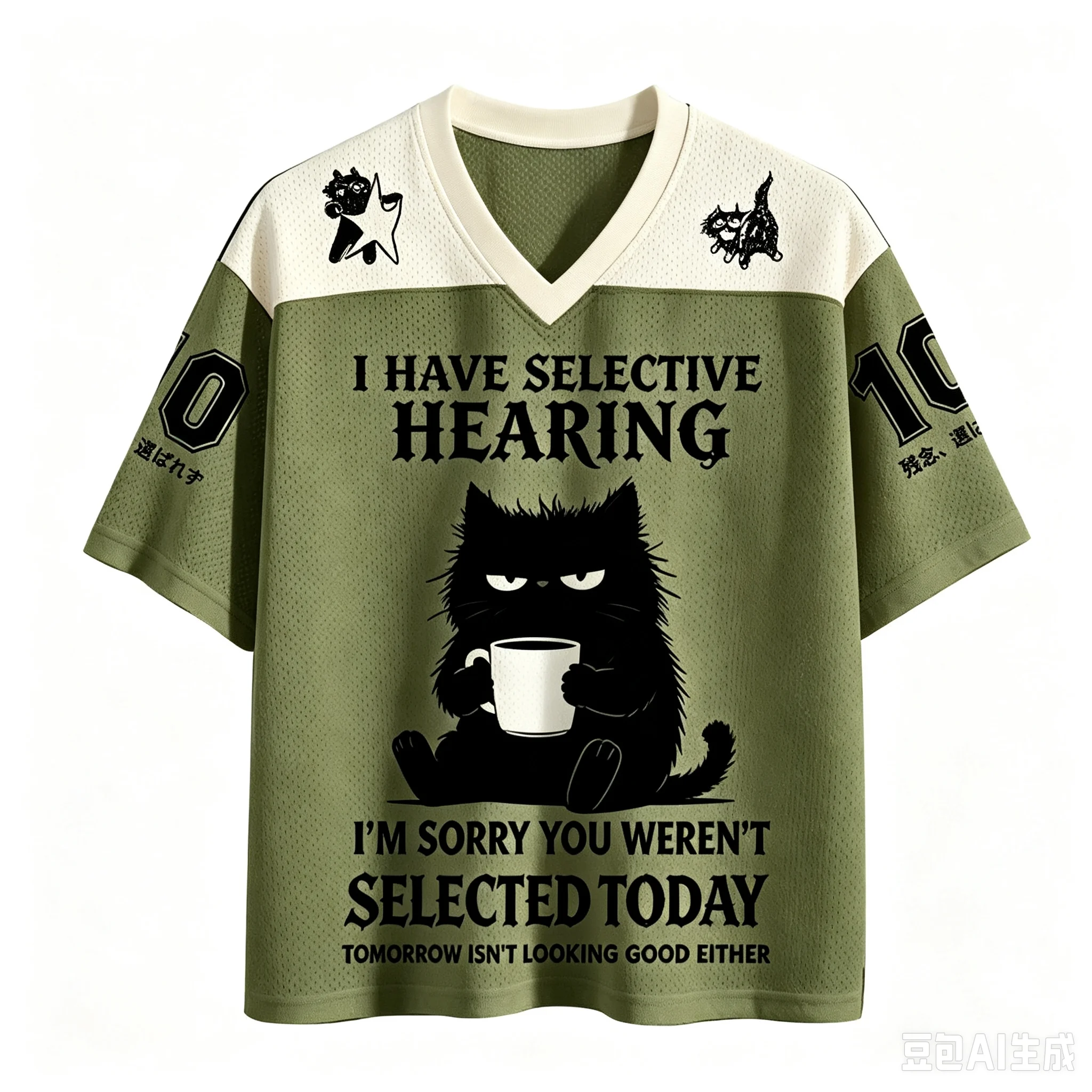 Seltsames, irritierendes schwarzes Katzen-3D-Druck-Sport-Schnelltrocknungs-Atmungsaktives Herren-T-Shirt mit V-Ausschnitt, Outdoor-Streetwear, lässige Mode, Y2K-Eltern-Kind-Kleidung – Detail 3