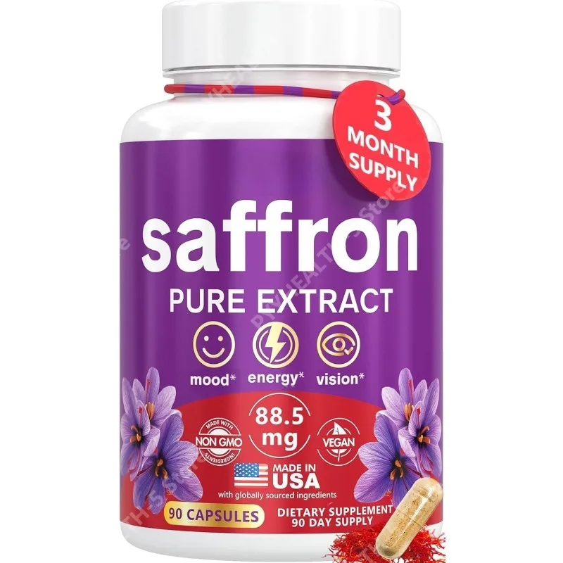 

Добавки с шафраном для улучшения настроения и концентрации внимания | 88,5 мг чистого экстракта шафрана, протестировано независимой организацией, на 3 месяца, 90 капсул