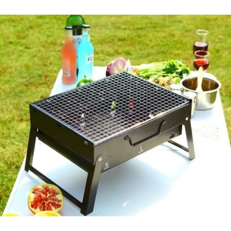 Portable BBQ Charcoal Grill Stainless Steel Mini BBQ Kit Foldable Suitable for Outdoor Cooking Camping Picnic Tool Accessories