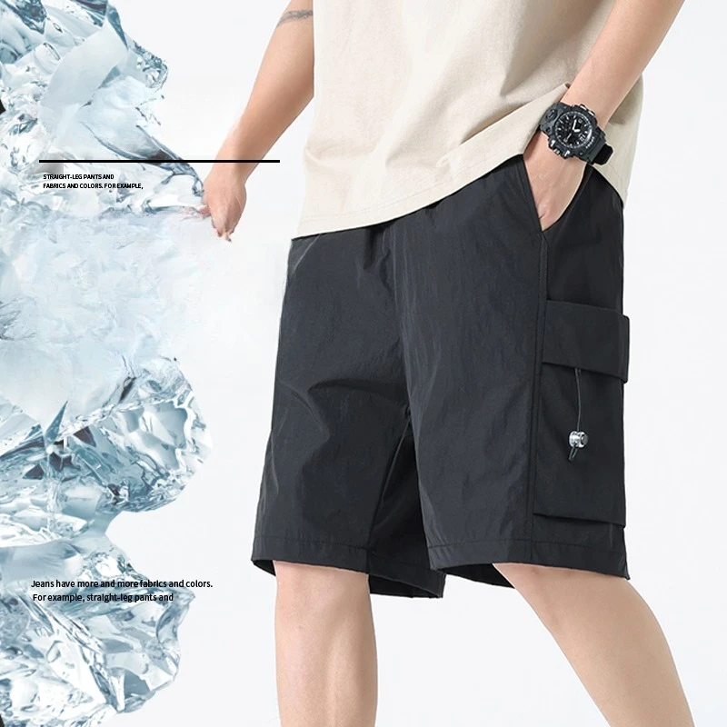 

Streetwear Mens Casual Shorts 2025 Summer Cargo Shorts Korean Fashion Knee Length Drawstring Men Shorts Work Bermudas Masculina