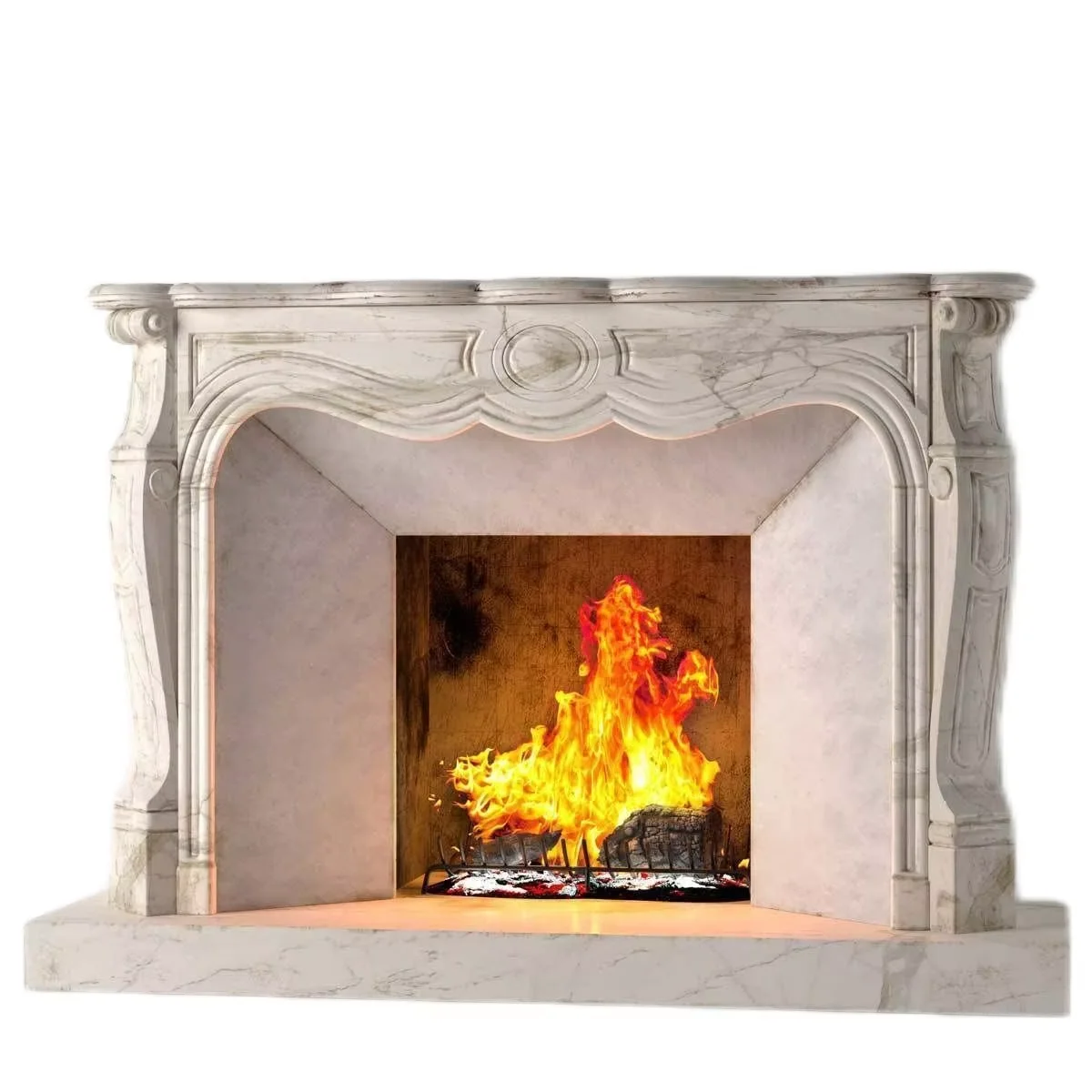 Bequemer Wohnraum mit einem gemütlichen Kamin