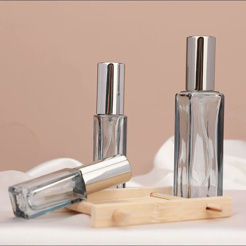 5/10/20ML Perfume Bottle Glass Press Spray Bottle Portable Empty Square Cosmetic Contanier Refillable Bottles Sample Vials