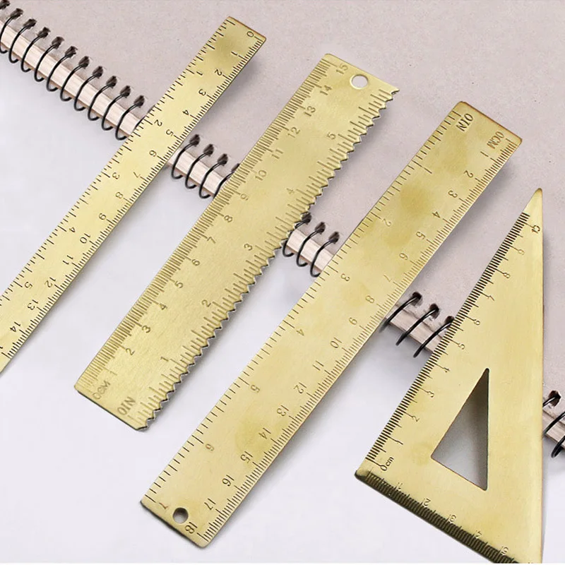 مجموعة صياغة نحاسية احترافية: مسطرة مثلثة، منقلة، منحنى فرنسي، فرجار حافة مستقيمة نحاسية، أدوات رسم عتيقة #2