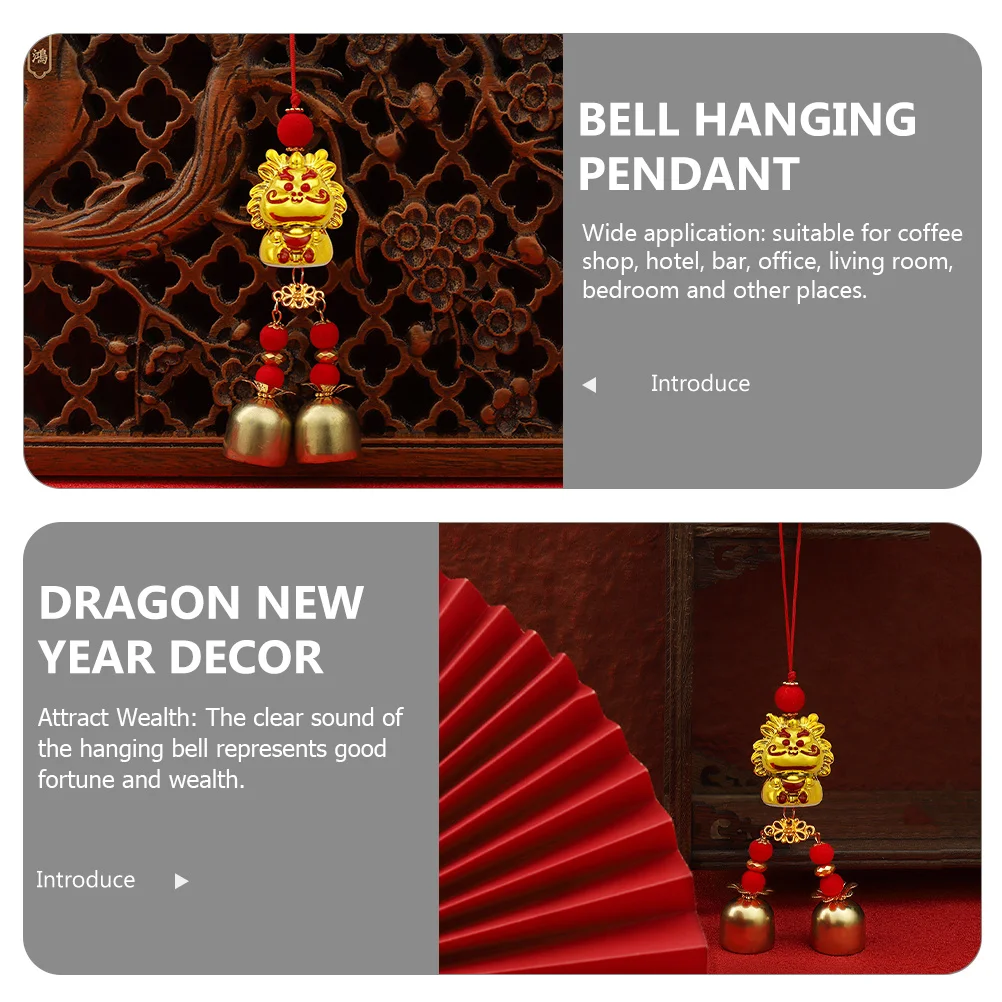 

3Pcs Festive Dragon Bell Hanging Ornament for Living Room Bedroom Wall Decor Chinese New Year Decoration Creative Pendant
