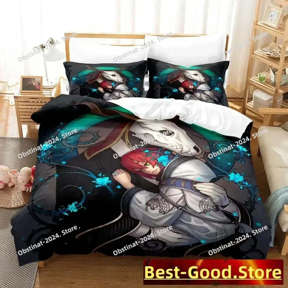 

2023 Mahou Tsukai no Yome Bedding Set Single Twin Full Queen King Size Bed Set Adult Kid Bedroom Duvetcover Sets Anime Bed