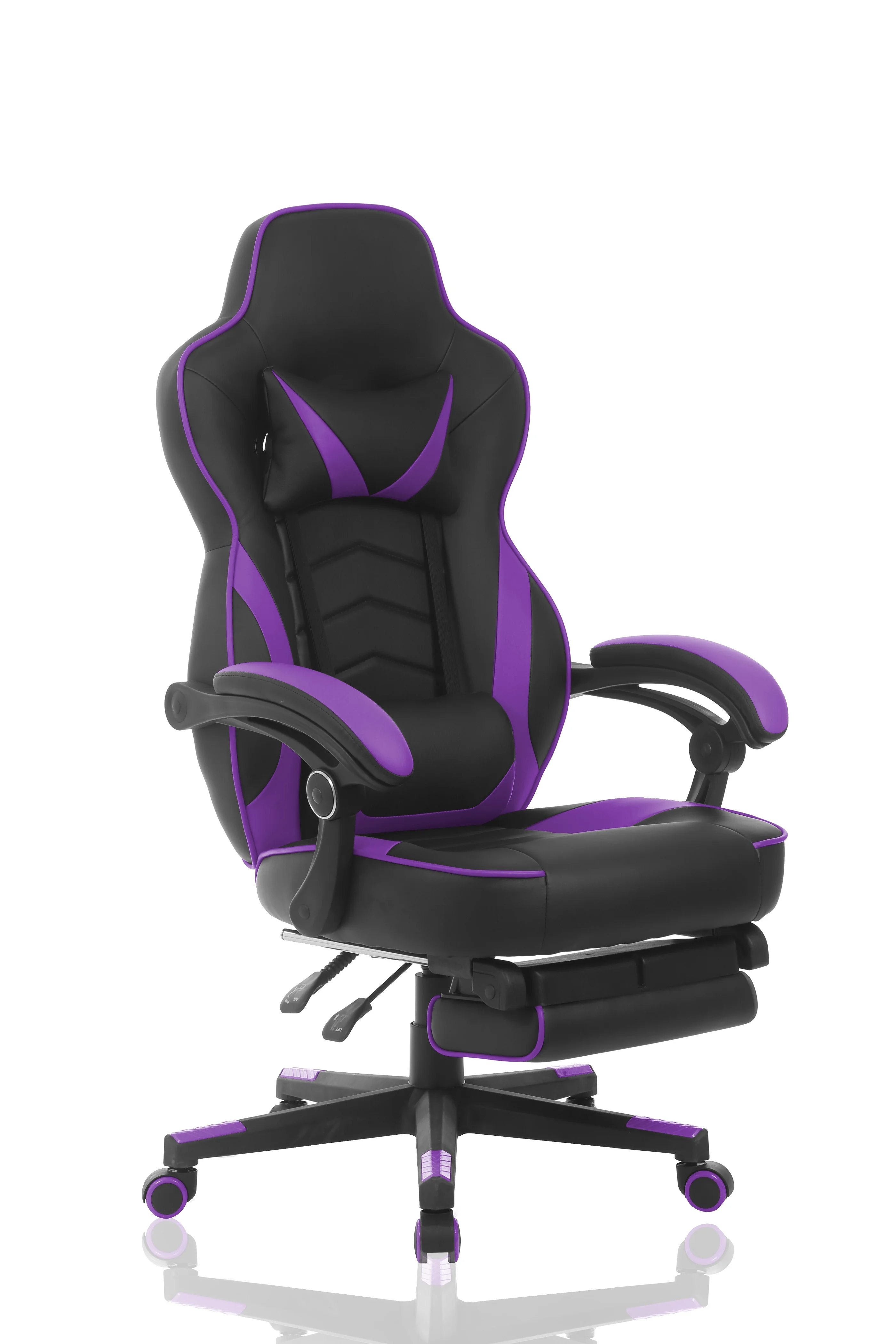 High Quality Purple Video Gaming Chair With Footrest Reclining Game Chair For Heavy People Ps4 Massage Video Gaming Chair