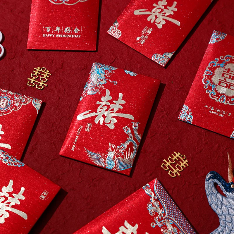 

Wedding Mini Red Envelope, Happy Word Small Golden Onion Li Is A Gift Bag for Spring Festival, Red Pocket Festival, 60Pcs