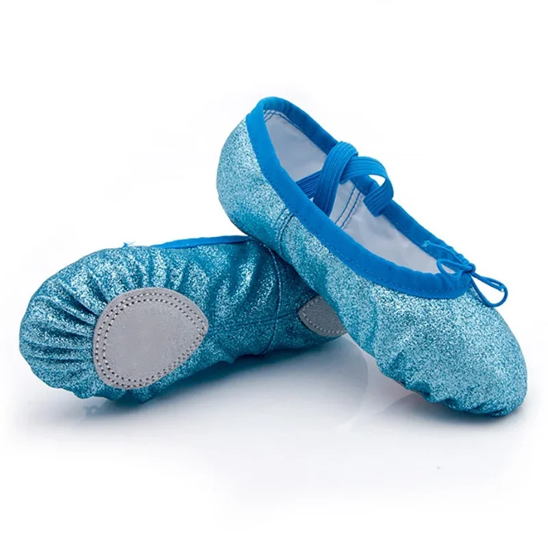 Chaussures de danse de ballet pour filles, pantoufles plates de gymnastique de yoga, paillettes roses bleues roses et rouges, chaussures de danse de ballet pour enfants, chaussures de professeur pour femmes