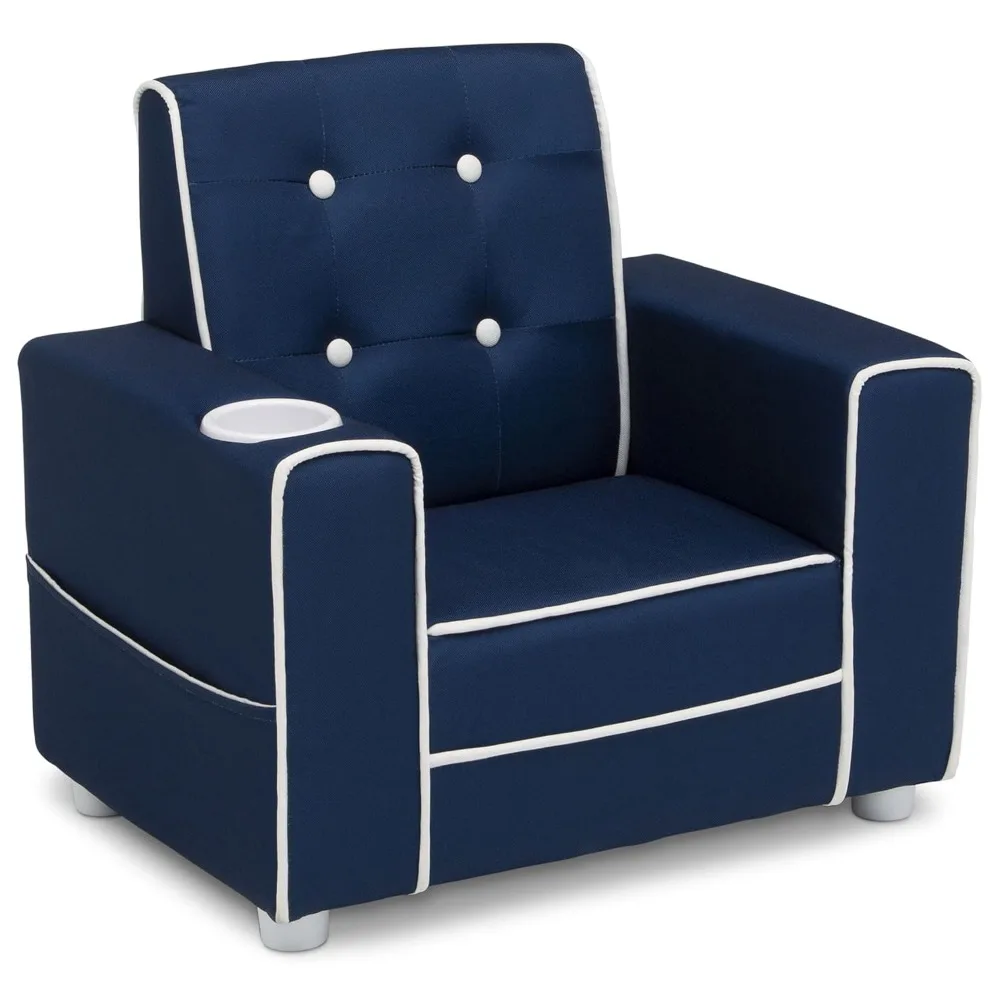 

Chelsea Kids Upholstered Chair with Cup Holder, Navy