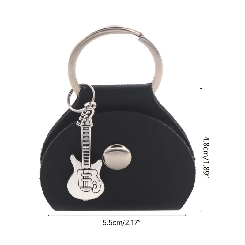 Guitar Pick Holder Keychain PU Leather Guitar Pick Case Guitar Plectrums Bag Key Fob Cases Bag Gift for Guitar Player