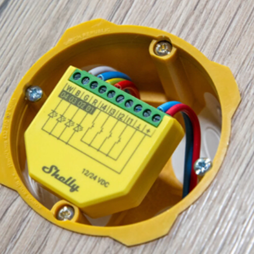 Shelly Plus RGBW PM Wi-Fi Operated RGBW Controller LED Strips With Support Power Measurement Feature Creating perfect Ambiance