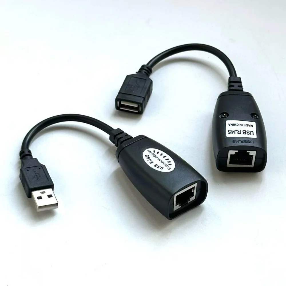 USB RJ45 Extension Adapter, USB 2.0 to RJ45 LAN Extension Adapter Over Cat5/Cat5e/Cat6 Cable Connector Compatible with Computers