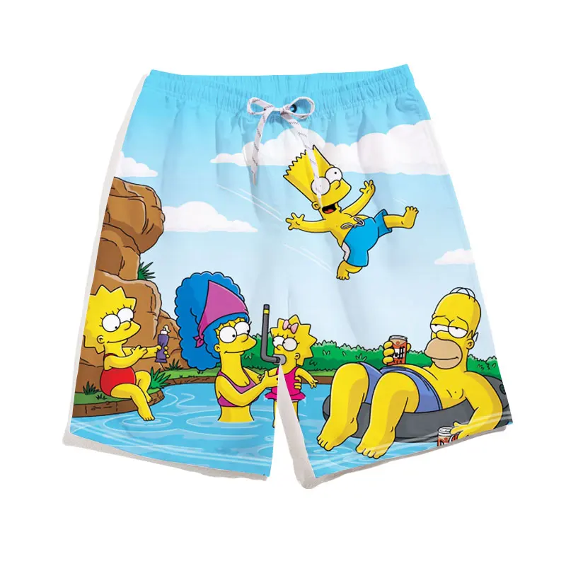 Disney The Simpsons family Printing Male Shorts for Women Men's Clothing Mouse Summer Whole Swimsuit Bathing Suit Man PantsBeach