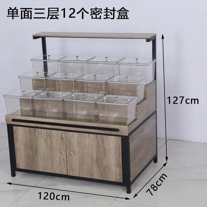 

Supermarket loose scale cabinet, dried fruit and grains display cabinet, candy biscuits, multi-layer snack display rack