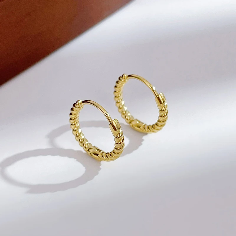 INS Trendy 14K Gold Plated Stainless Steel Post Twisted Huggie Earring for Women Mini Hoop Earring Jewelry Gift