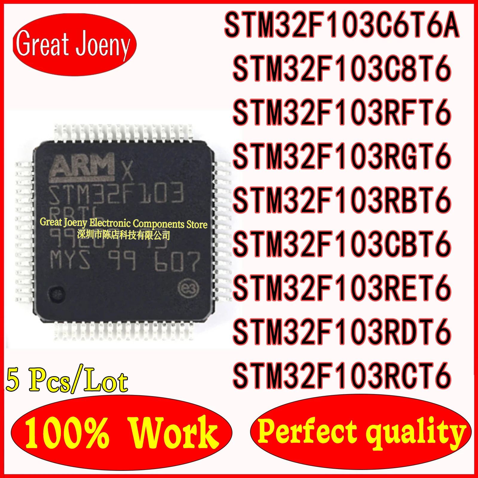 STM32F103C6T6A STM32F103C8T6 STM32F103RFT6 STM32F103RGT6 STM32F103RBT6 STM32F 103CBT6 103RET6 103RDT6 103RCT6 IC Chipest spot