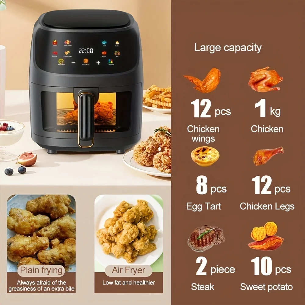 6l Best Hot Sale Electric Deep Air Fryer non-stick cooking pot digital Over heating Protection Function Smart Air Fryers