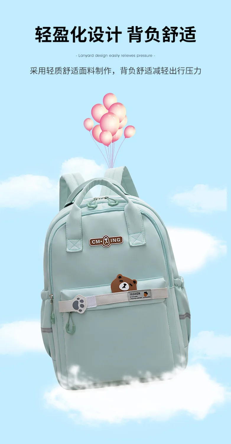 school bag Kids backpack water proof Preschool Ages 6-18 Spine protection Reduce the burden Large capacity
