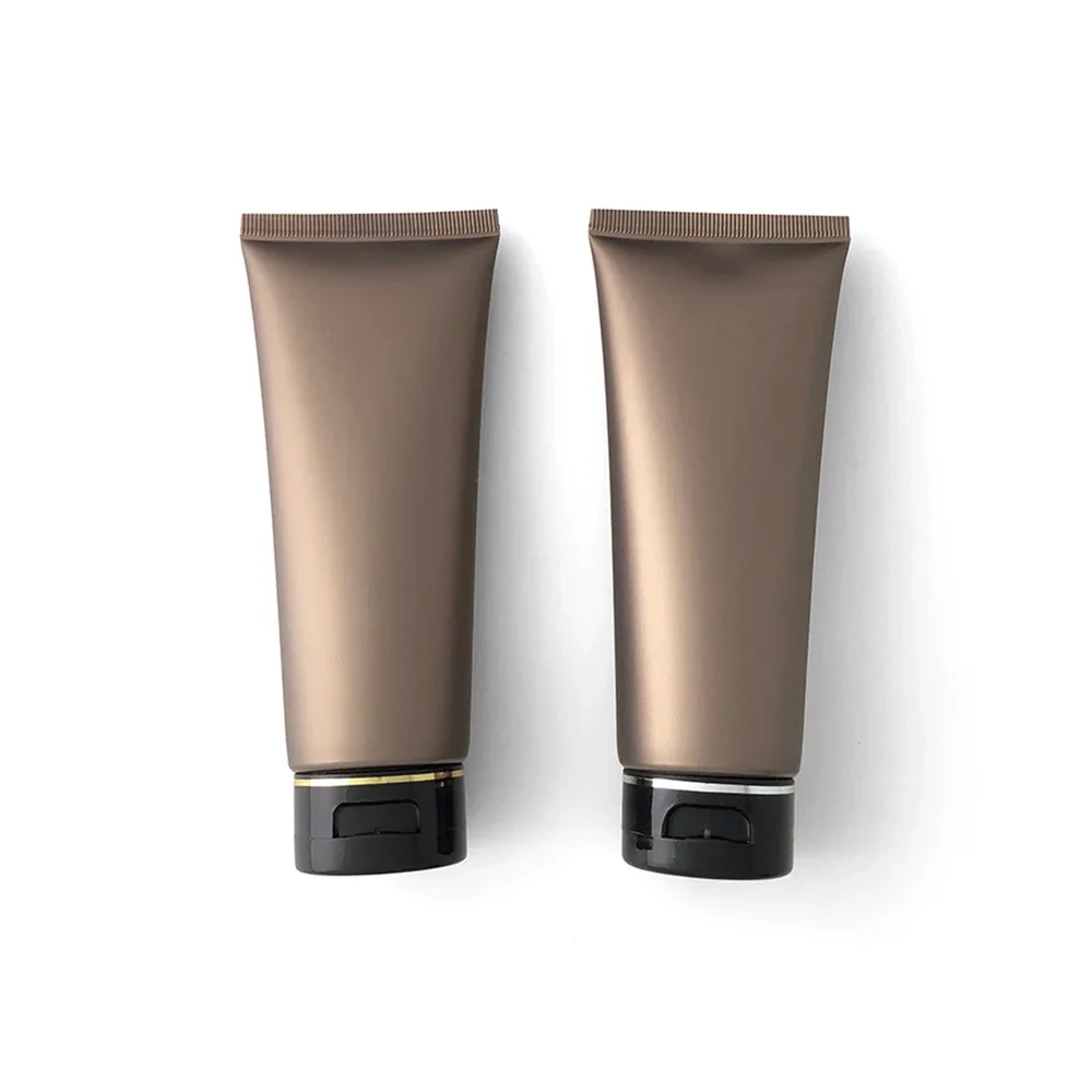 100g Frosted Gold Brown Plastic Soft Tube 100ml Facial Lotion Cream Refillable Squeeze Bottle Empty Cosmetic Container