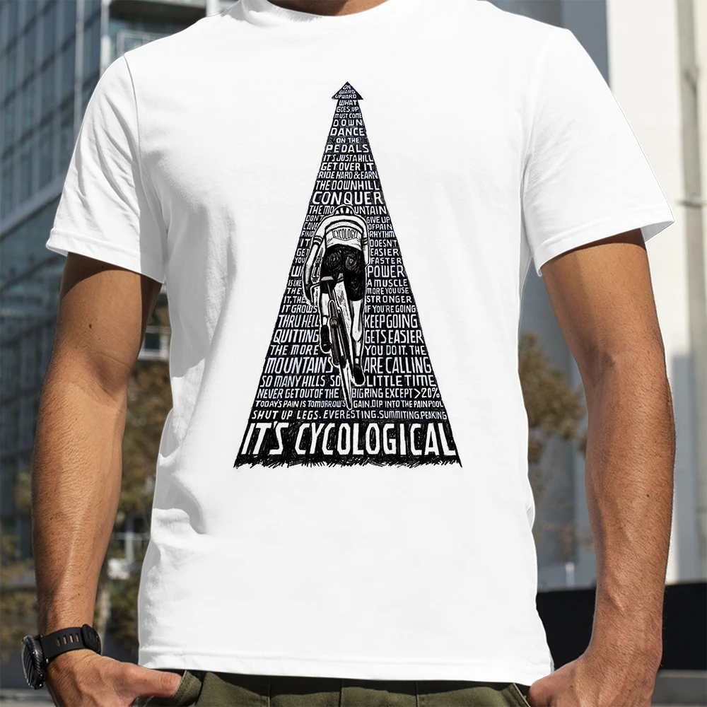 Ride a Bicycle Lovers Print It's Cycology T-Shirts Men Summer Breathable Short Sleeves Loose Oversized Tee Unisex