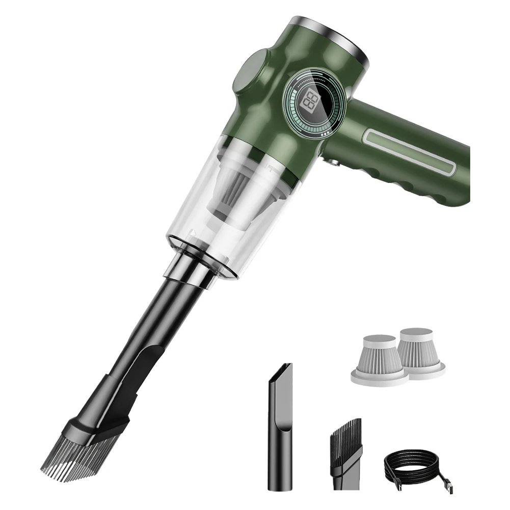 

Wireless Car Vacuum Cleaner Portable Suction Automobile Handheld Dust Collector Machine Small Mini Dust Blower-Green