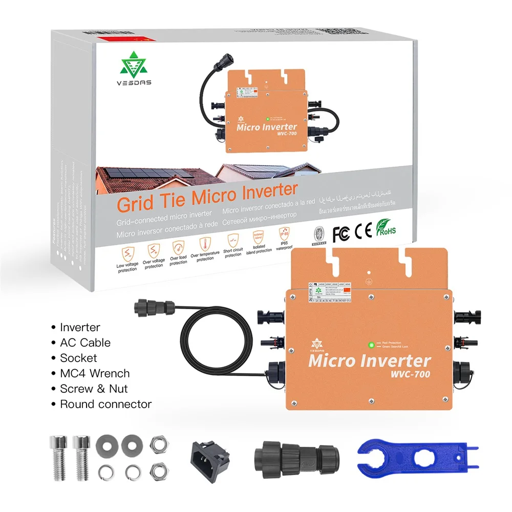 700W 22-50VDC 80-160VAC 180-260VAC Solar Grid Connected Micro Inverter, Dual MPPT Function ,Can be Connected to Solar Panels