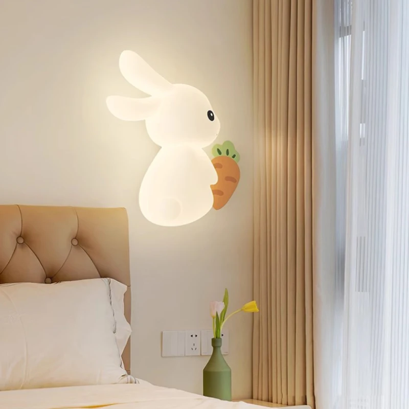 Cute Rabbit Wall Lamps LED Children\'s Room Lamp Modern Simple Warm Baby Room Nursery Little Girl Boy Bedroom Bedside Wall Lights