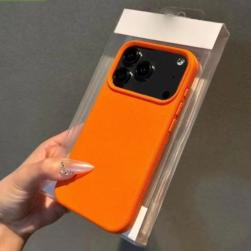 Für iphone 17 Pro Orange PU Ledertasche für iPhone 17 Pro Max 17 Pro 17 Pro Max Abdeckung iphone Air Simulation Rindsleder Abdeckung