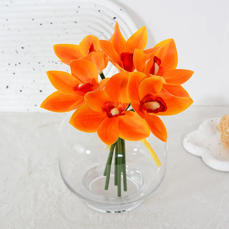 

Cymbidium ручной ветка букет искусственные цветы композиция DIY свадебная вечеринка украшение дома реквизит моделирование растений цветок