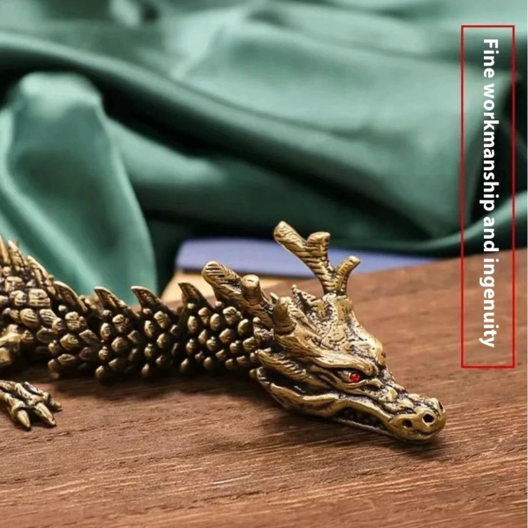 1pc 2026 Moveable Body Joints Antique Alloy Lucky Dragon Desktop Office Crafts 3D Dragon Statue Ornament Home Decoration Gifts