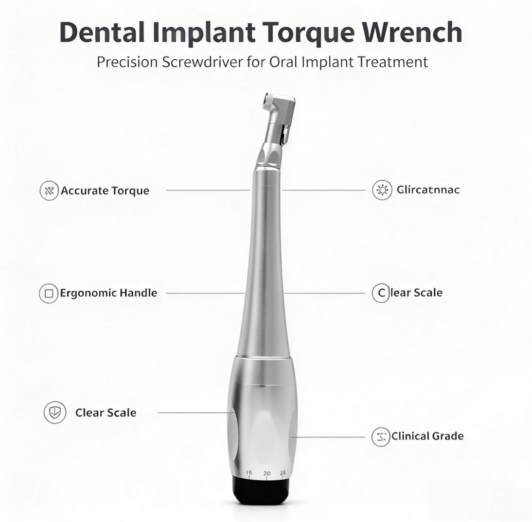 Dental Implant Torque Wrench Screwdriver Oral Surgical Instrument Kit Prosthetic Driver Tool Lab Equipment Precision Adjustable