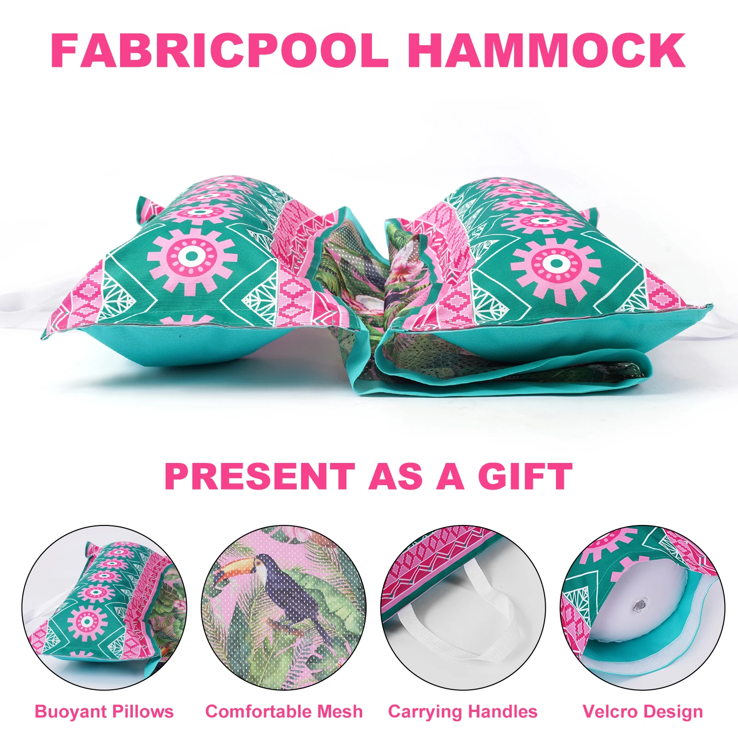 1PC/2Pcs Hawaiian Inflatable Hammock Set with Free Air Pump, Vibrant-Colored Hammock, Inflatable Hammock for Water Relaxation