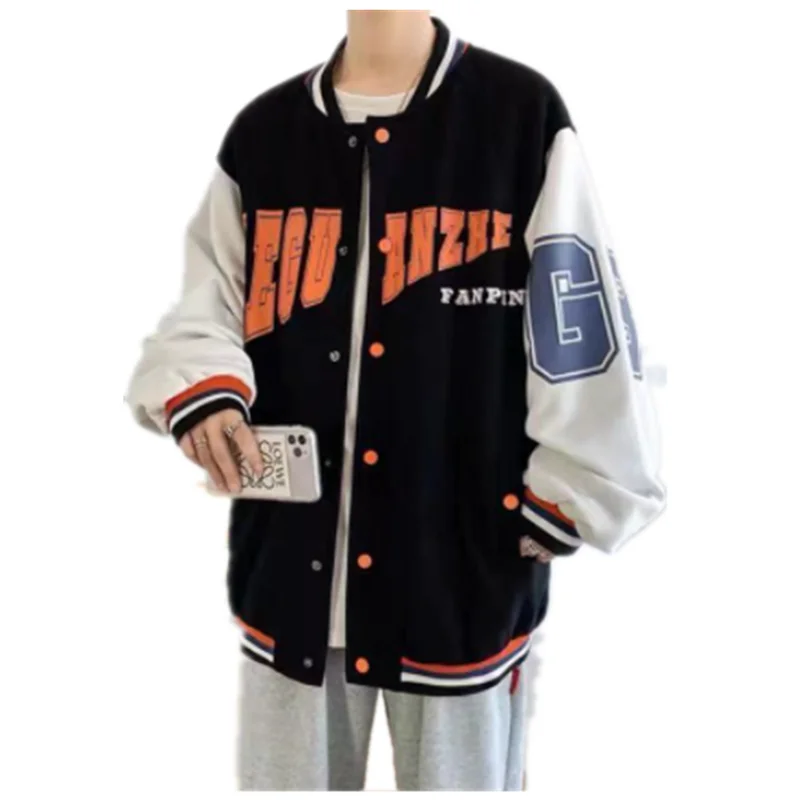 

Men's Baseball Jersey New Men's Long Sleeve Baseball Jersey Jacket Casual Couple Loose Versatile Coat Men's Jacket A0031