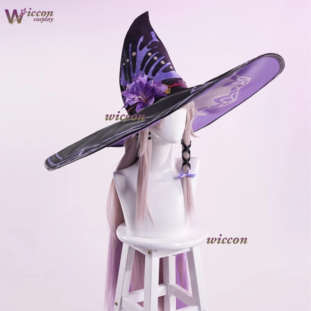 Honkai Star Rail The Herta Genius Society Cosplay Black Purple Witch Hat Silver Grey Wig Tiered Skirt Costume Halloween Party view 4