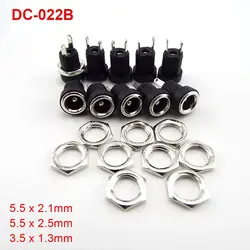 DC022B DC Power Jack Supply Socket 3.5*1.3mm 5.5*2.1mm 5.5*2.5mm DC Female 2 Terminal 2 Pin Panel Mount Connector Plug Adapter