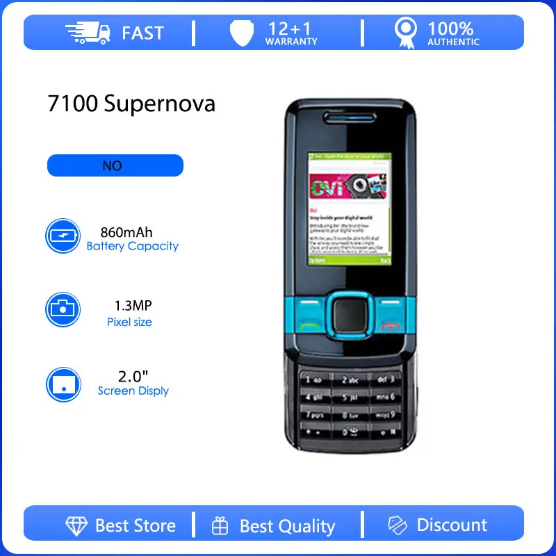 Refurbished Original 7100S 7100 Supernova Single Sim Unlocked Mobile Phone Russian Arabic Hebrew Keyboard Made in Finland