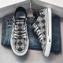 Man Shoe Flat Black Spring Autumn Casual Shoes for Men Canvas Sneakers High Quality Fashion Work Walking on Sale Elegant Hiking