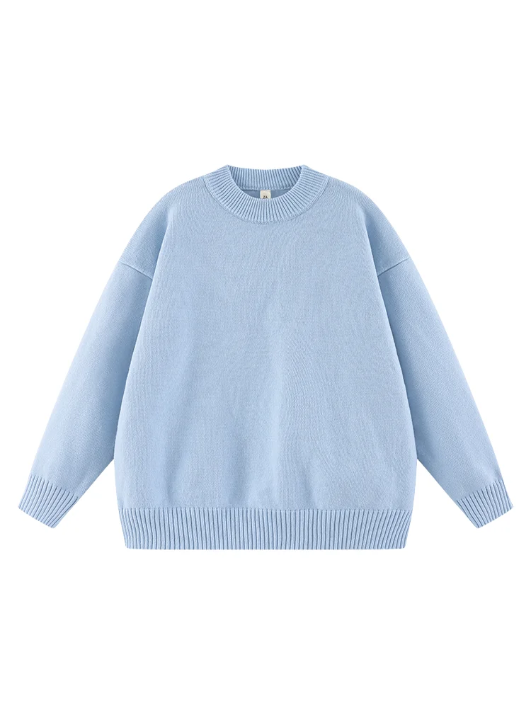 

European and American autumn and winter solid color sweater for warmth, street texture, loose fitting for men and women inside