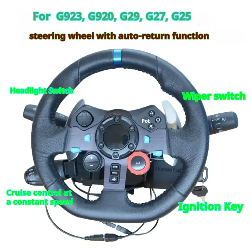 

Horned Cat Racing Simulator Steering Wheel Turn Signal Wiper Automatic Rebound Off Cruise Ignition Switch For Logitech G25 G29 G