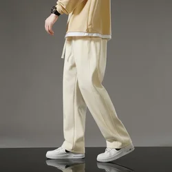Autumn Men Sweatpants Korean Fashion Sportswear Drawstring Wide Leg Neutral Straight Track Pants Cotton Loose Casual Trousers