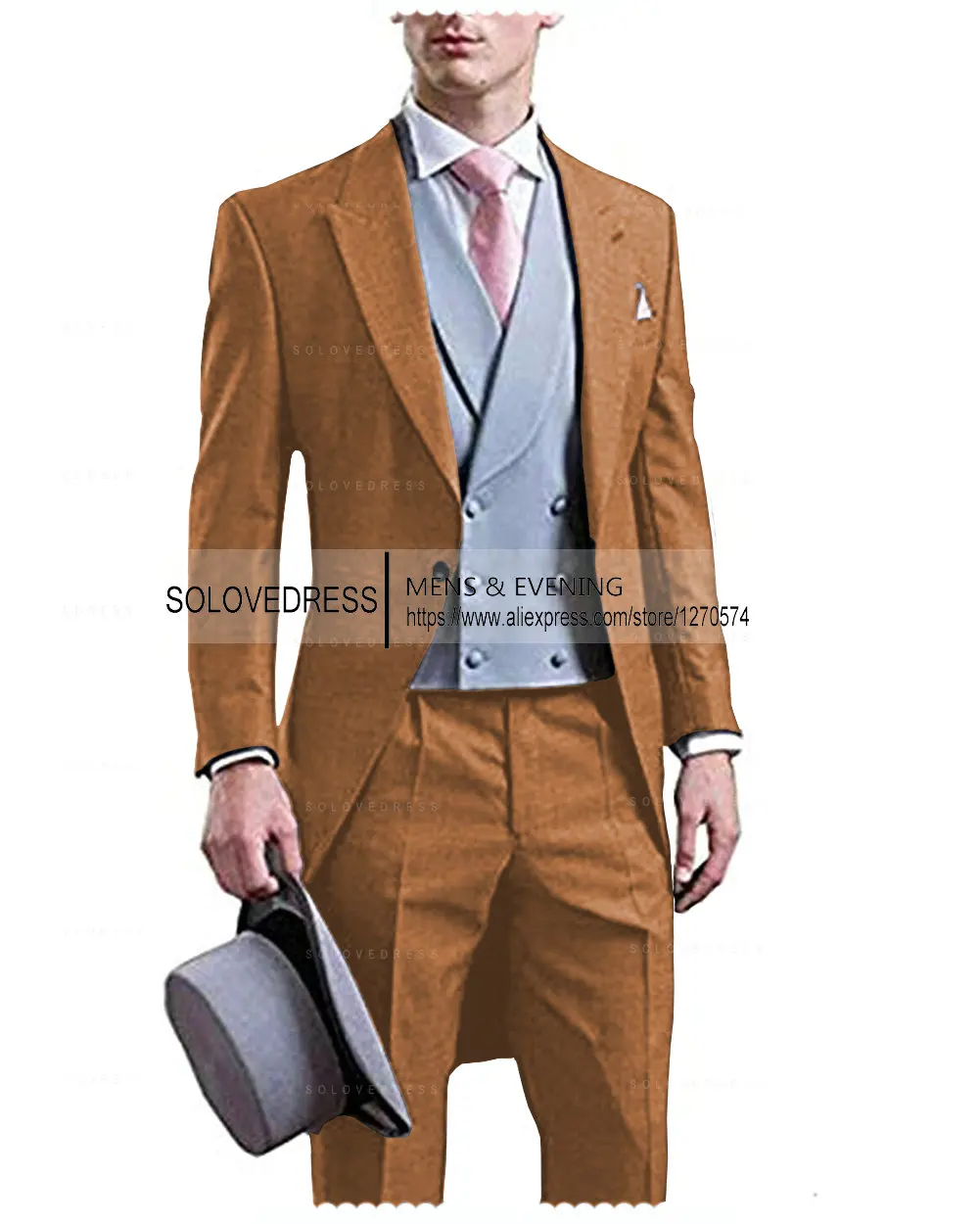 Men Suit 3 Pieces Designs Notch Long Tuxedo Groomsmen for Wedding/Party 2024 New  (Blazer+Vest+Pants)
