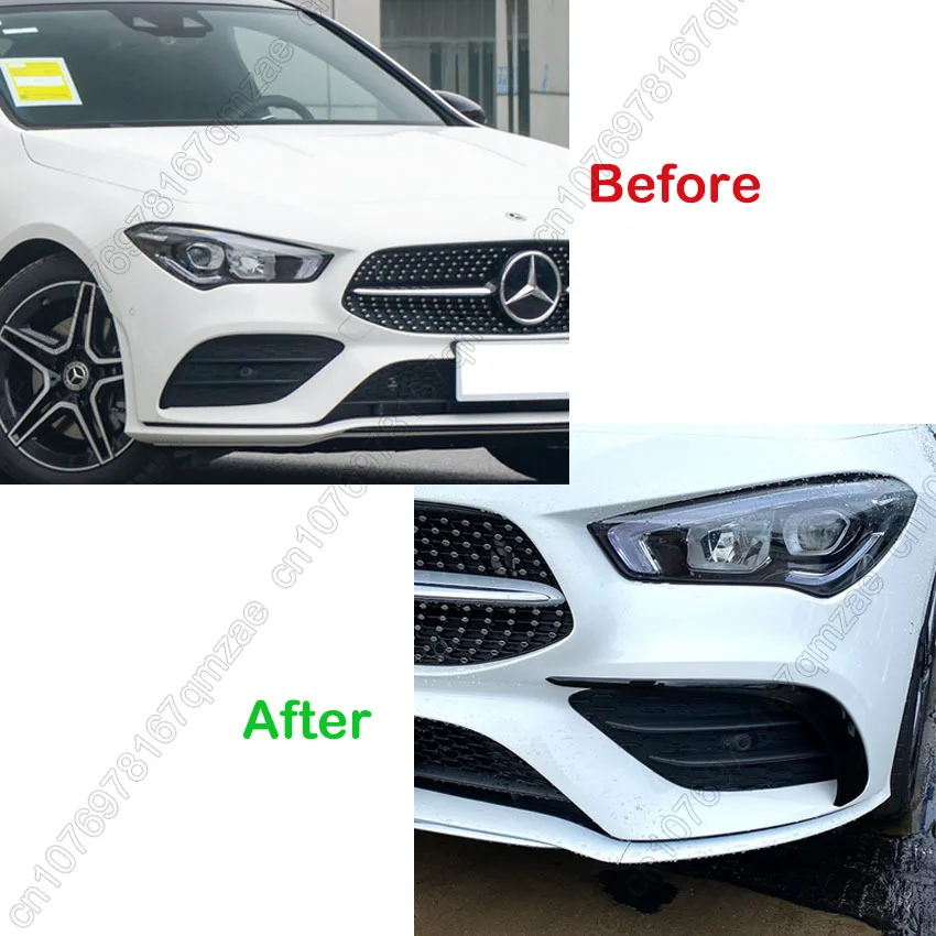 For Mercedes Benz CLA Class C118 X118 CLA35 AMG 2020-2023 Black Front Bumper Spoiler Splitter Air Vent Fog Lamp Grille Trim