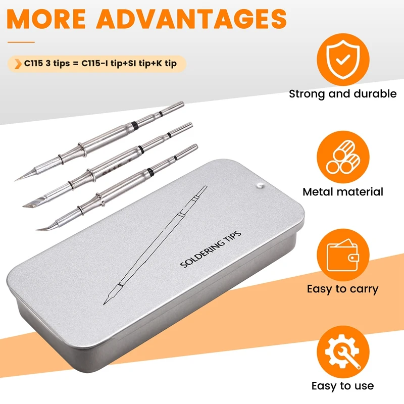 A19F-Compatible Soldering Station Handle C115 Soldering Iron Tips Replacement Tools Universal Soldering Table Iron Tips