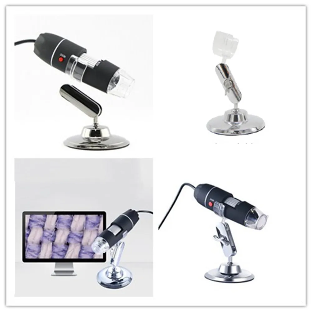 USB Digital Microscope Portable 0X-1600X High Resolution 8 LED Adjustable Brightness Metal Stand USB 3.0 Compatible Win 7 8 10