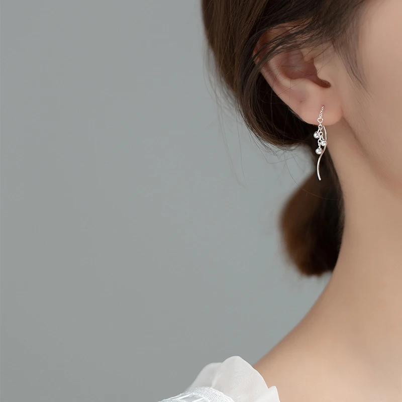 Modian Hot Sale Real 925 Sterling Silver Swing Bell Long Tassel Drop Earrings For Women & Female Fashion Sterling Silver Jewelry