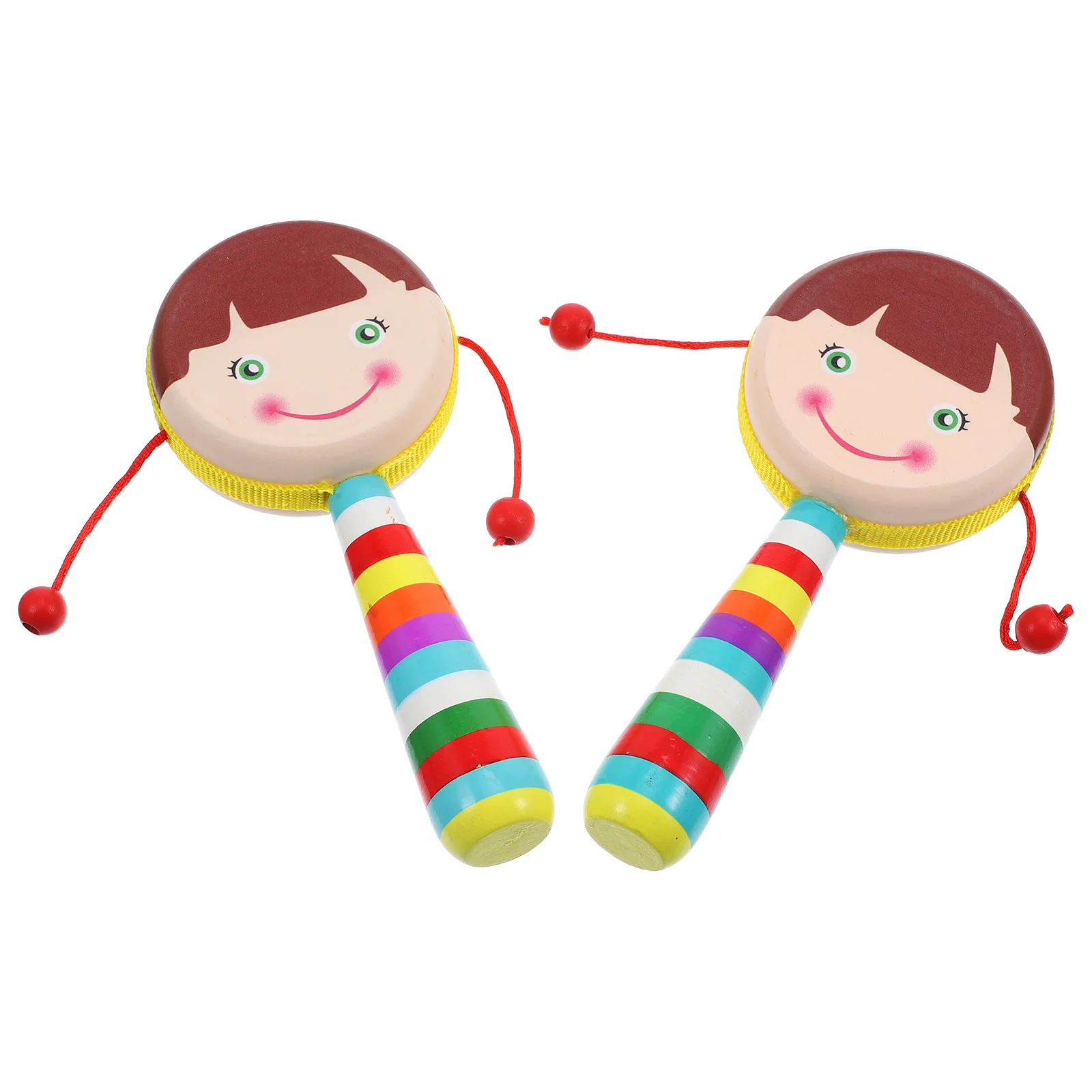 Sonajero de madera para bebé, sonajero de madera portátil con dibujos animados, Musical, desarrollo sensorial infantil, 2 uds.