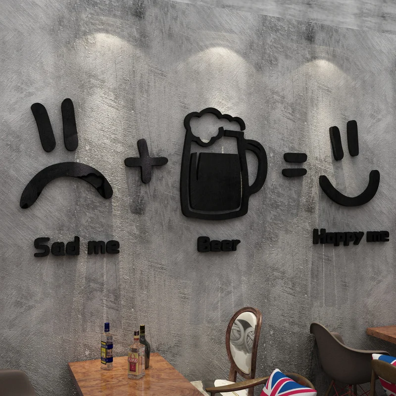 

WS208 Beer decoration scene layout back 3D wall stockers braised barbecue creative stickers hot pot restaurant wall