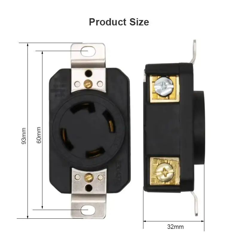 30A NEMA 14-30R American Standard Four Hole Latch Type Anti Falling Socket