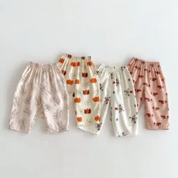 Boutique Children's Wear Cartoon Printed Kids Casual Wide Leg Pants Summer Clothing Thin Loose Fashion Harem Pants Baby Trousers