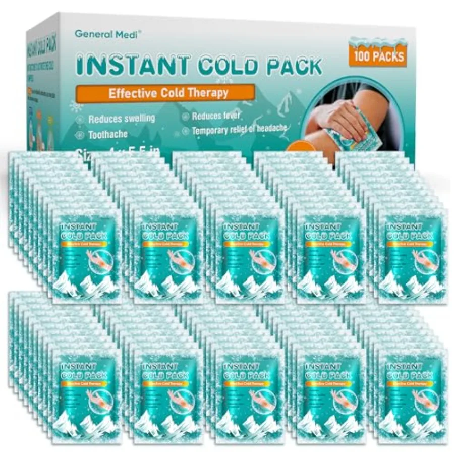 

General Medi Instant Ice Cold Pack Disposable Cold Therapy Ice for Pain Relief, Swelling, Inflammation, Sprains, Toothache for
